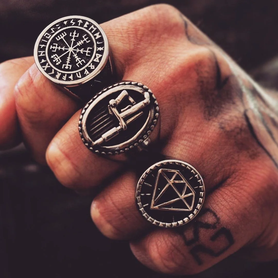 VAF Non Tarnish Stainless Steel Chunky Free Biker Gents Bague Motards Anillo Vikingo Acero Inoxidable Viking Ring For Male Men
