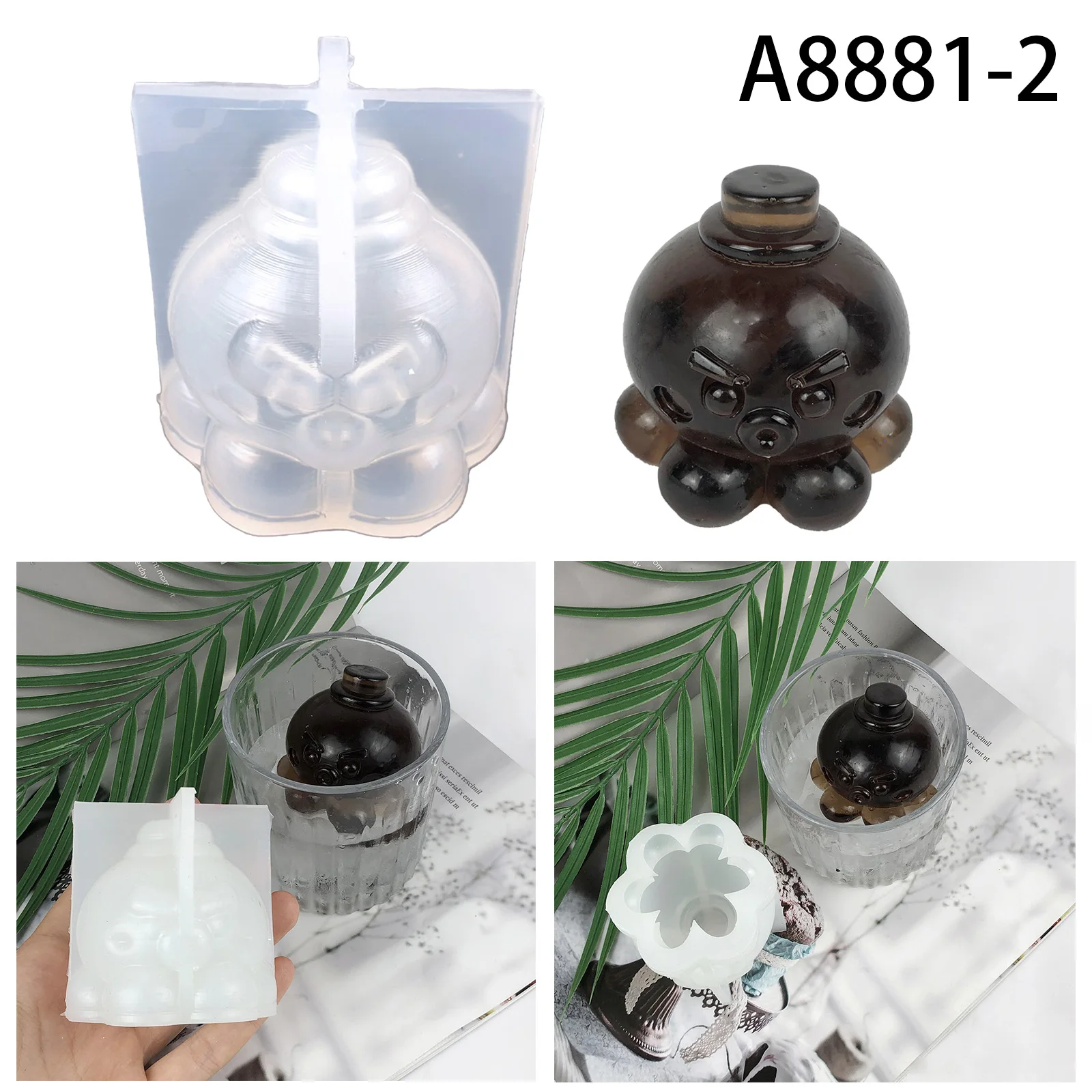 A8881-2 3D octopus mold for ice cube epoxy resin molds silicone ice moulds for resin craft