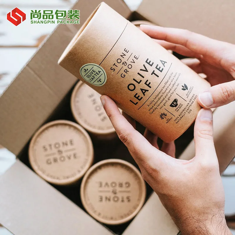 Custom Printing Eco-friendly Storage Containers Coffee Tea Packaging Tube Food Round Cylinder Cardboard Paper tubes