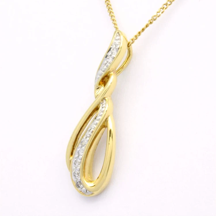 Custom made 18K 14K 9K Yellow Gold with Rhodium plated Natural Diamond Classic Pendant bijoux femme