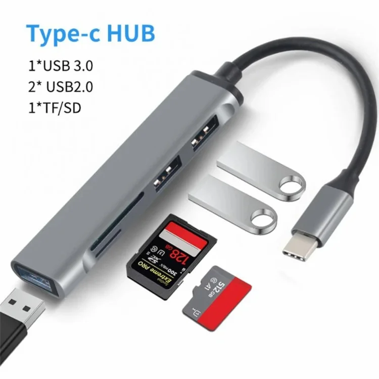 Usb Split Hub Converter 5 In 1 Portable Usb 3.0 2.0 Hub Splitter High Speed With Sd Tf Ports Type C Hub Card Reader Multiport