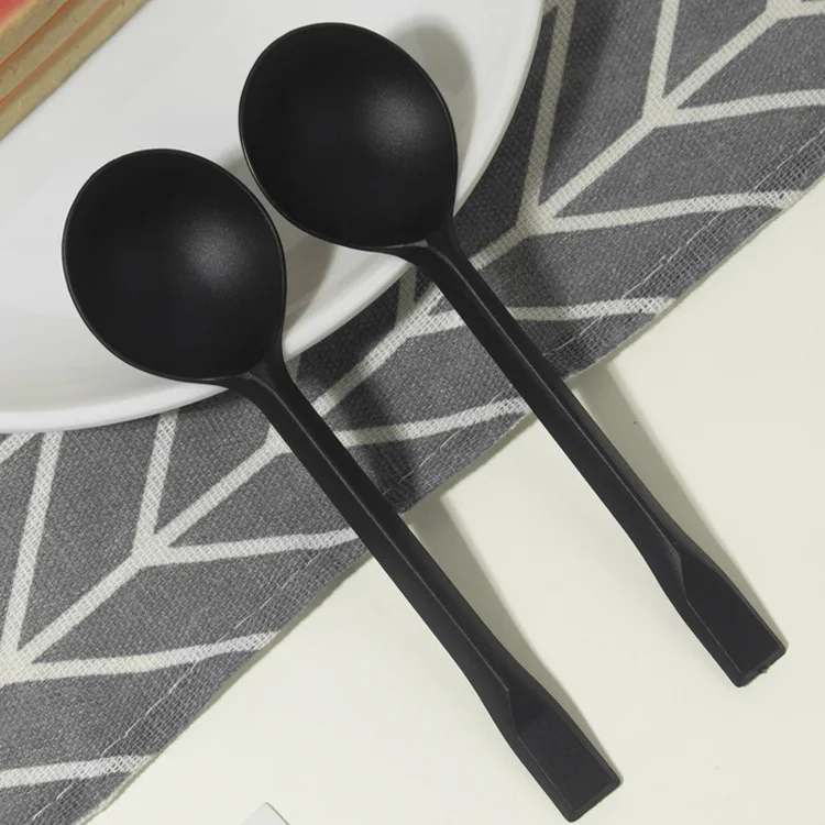 High Quality Black Outdoor Cutlery Set Clean and Hygienic Disposable Individual Wrapped Plastic Spoons