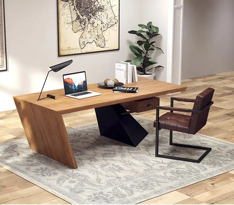 Большой стол из массива дерева, компьютерный стол, простой современный стол руководителя, стол президента