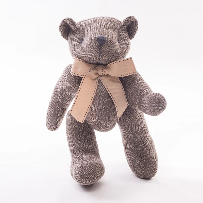 28cm Knitted Teddy Bear Toy Crochet Plush Animal Dolls Handmade Knitted Toys Baby Toys