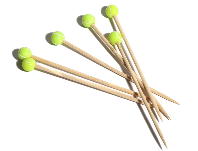 Party Suppliers Disposable Tableware, 120mm Cocktail Tennis Ball Bamboo Pick