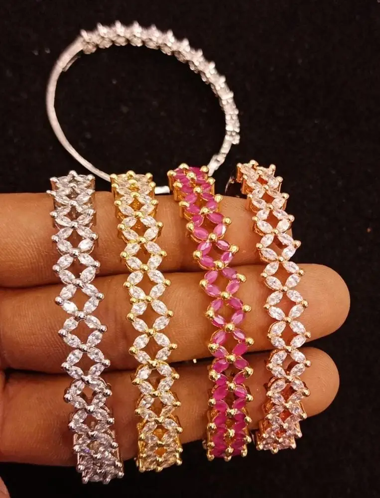 
Hot sale Colorful American Diamond fashion jewelry gold plated colorful zircons women bracelets 