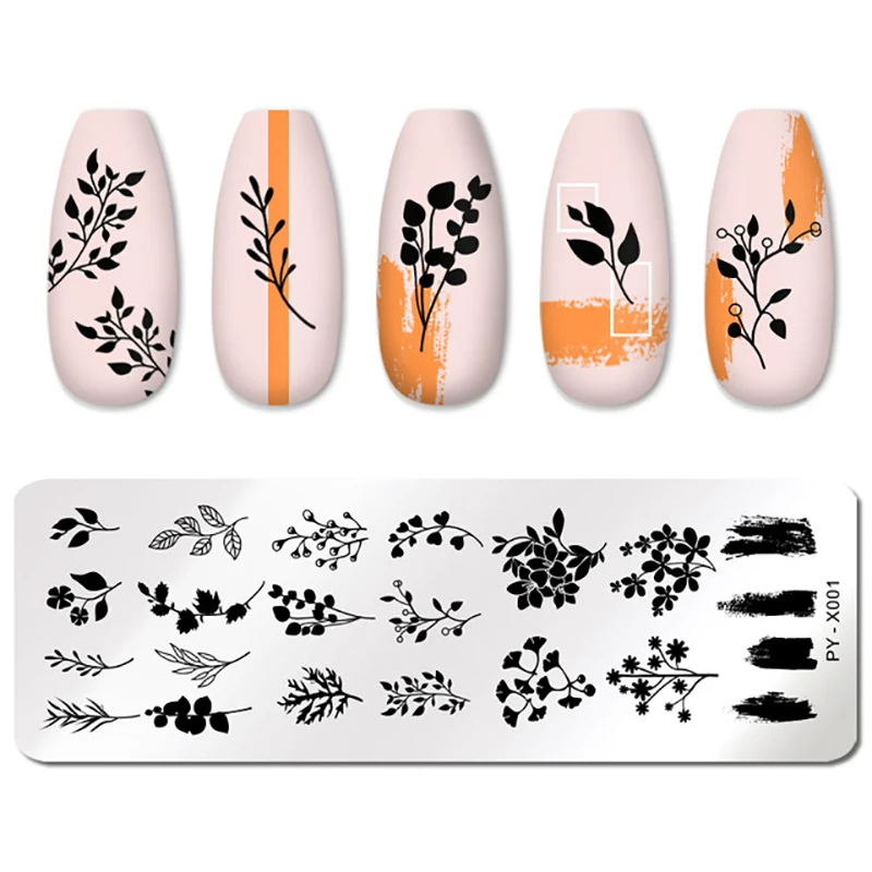 
YUXI Nail Stamping Plate Nail Stamping Plates Set Template Negative Space Stamp Nail Manicure 
