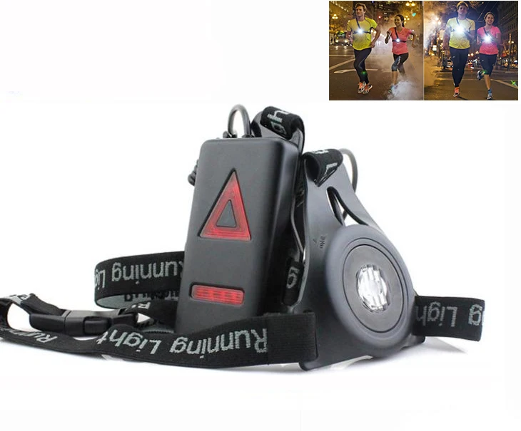 New 8 Red and 1 White Light Hunting Safety USB Charging Jogging Led Chest Strap Running Lights for Runners