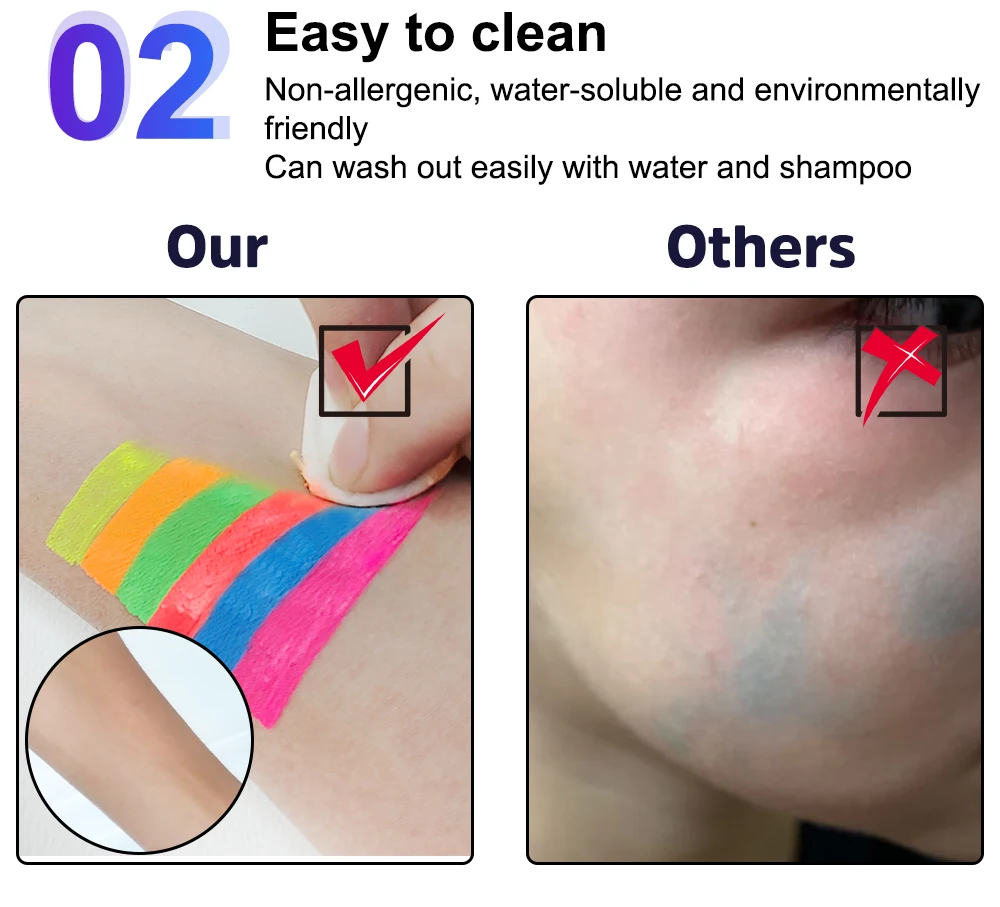 8 Luminous Facial Colour Bodypaint Black Light 12 Color Neon Painting Uv Tube Pcs Glow In The Dark Body Face Paint Set