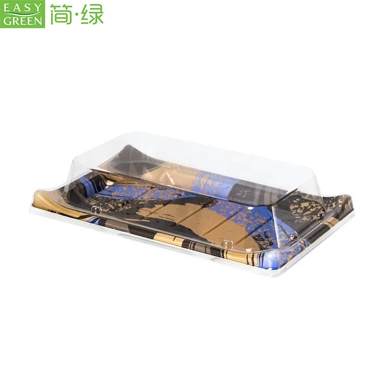 Plastic Sushi Tray with Clear Lid, Disposable Cake Containers, Disposable To Go Boxes for Sushi, Cookie, Fruits, Desserts