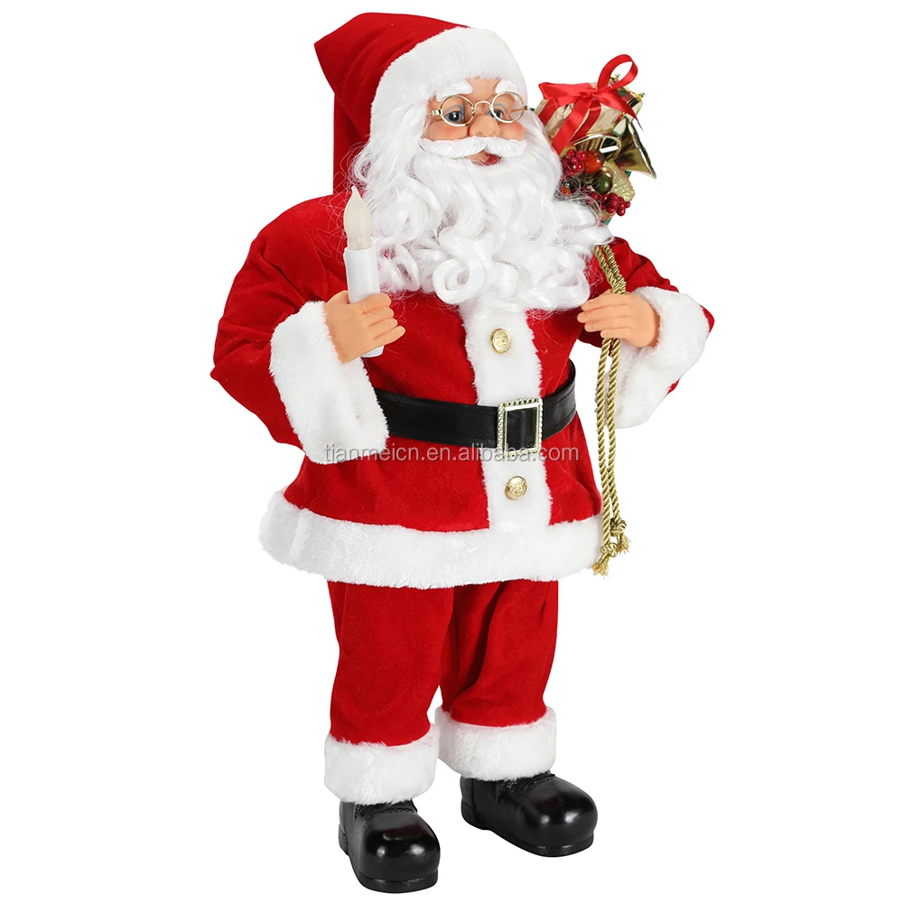 60cm Custom Christmas plush santa claus electric navidad Ornament Decoration Figurine Fabric Holiday Festival Xmas holiday