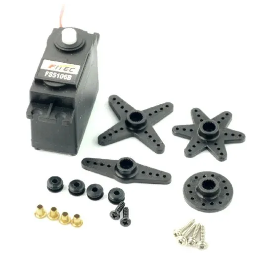 Аналоговый сервопривод 6V 6Kg FS5106R с шарикоподшипниками бессердечный двигатель Серводвигатель 360 градусов 0105 сек для привода мото-сервопривода