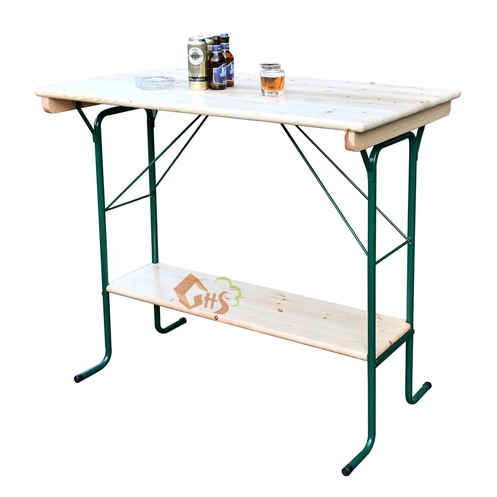 outdoor heavy duty courtyard wooden metal stand garden folding patio beer table bench