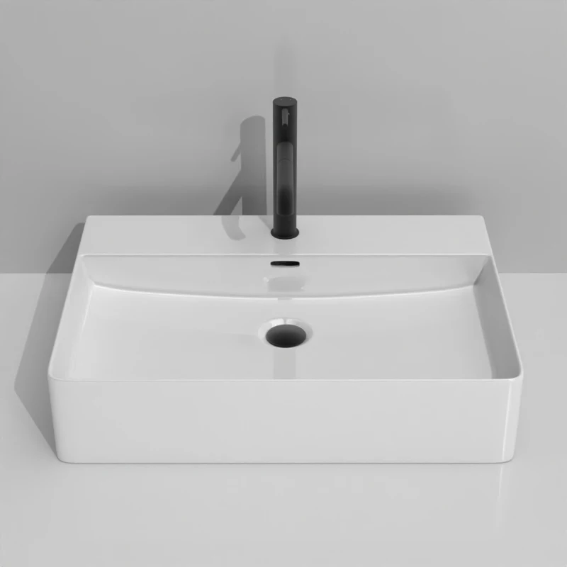Modern Home Design Rectangular White Ceramic Wash Basin BathroomVanity Wash Basin counter top basin