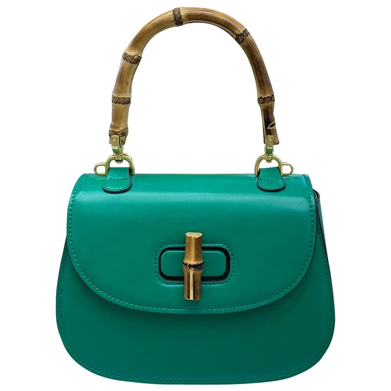 Simple solid color bamboo slug all matching personality saddle niche design intellectual single shoulder hand crossbody bag