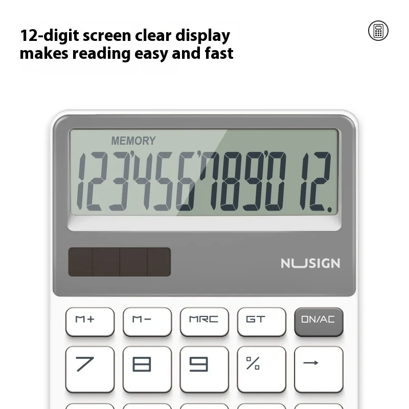 Deli New Sai Portable Solar Fashion Calculator 12-Slot Mini Office Accounting Computer Dual Power Plastic Button Light Thin Moss