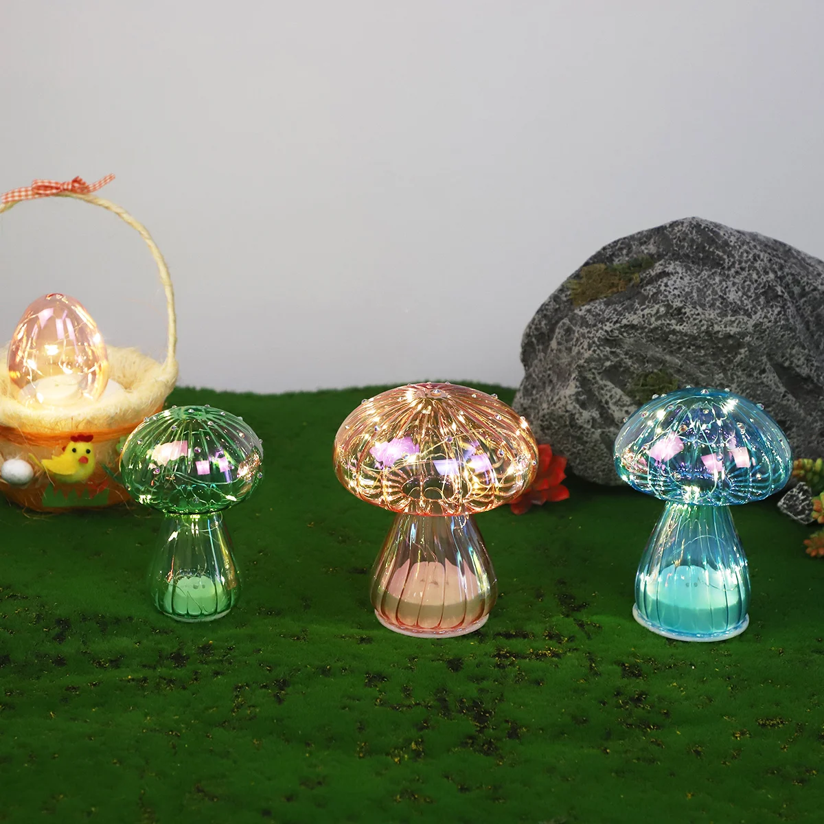 easter best selling products glass mushroom ornaments spring easter mushroom led