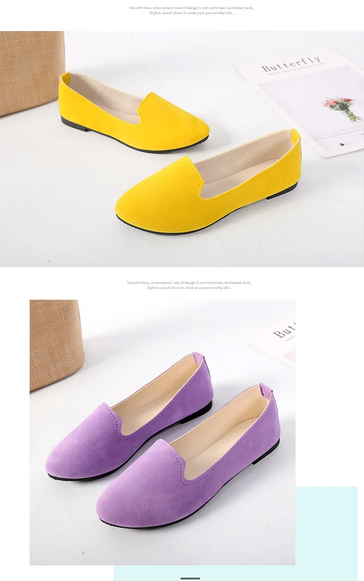 CLS002 pointed suede shallow mouth 35-43 code jobs shoe flat comfort women's casual shoes