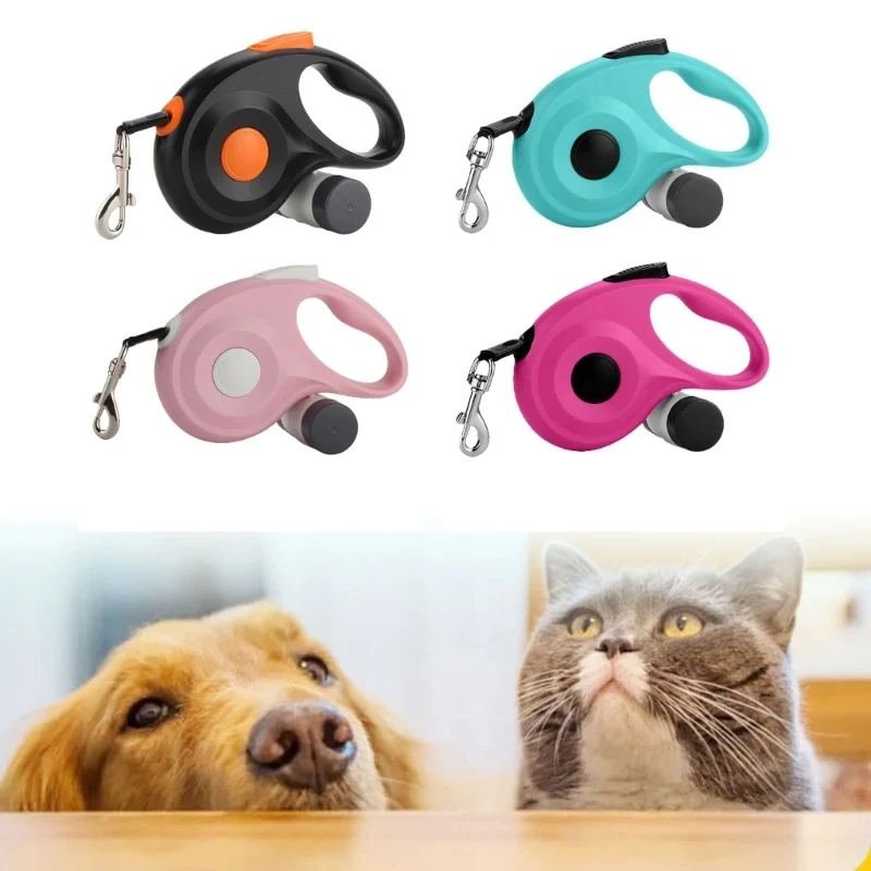 Dog Leash Retractable Walking Lead Automatic Durable Rope Extendable Leash for all Breeds Dogs Waste Bag Dispenser