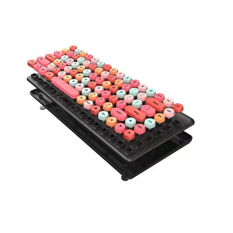 Portable 2.4GHz Wireless Computer Keyboard and Mouse Combo 86 Keys Multi Colored Plug and Play USB Receiver