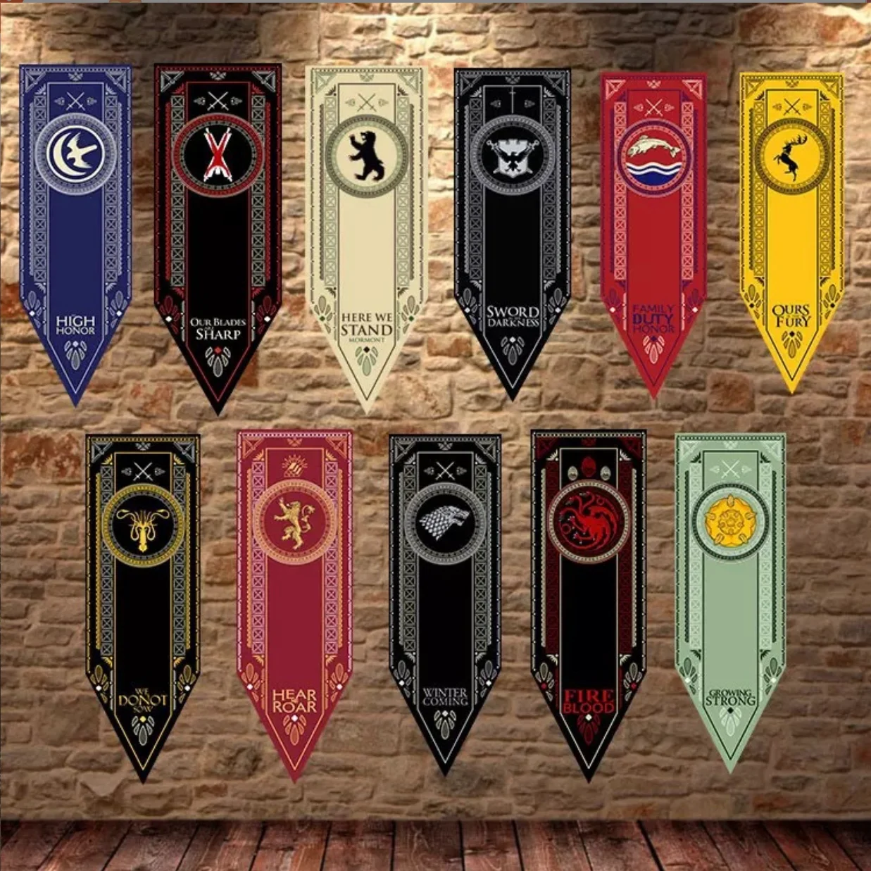 Multiple sizes customized 100% polyester material metal copper buckle custom game of thrones flag,game flag