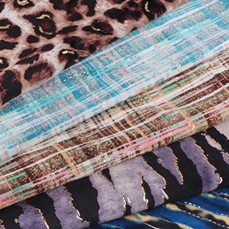 92% Polyester 8% Spandex Leopard print South Korean Comfortable Stretch Velvet Fabric