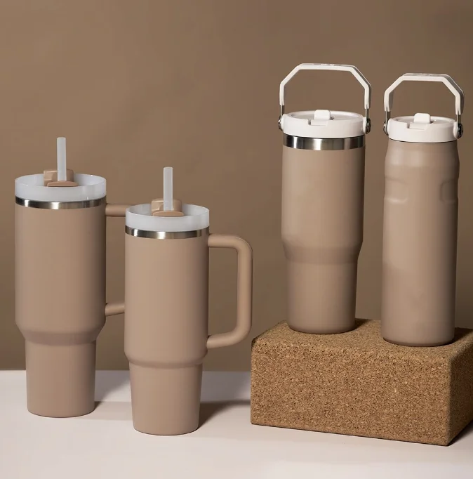 High quality H2.0 Car Cup Almond Rose  40oz Cup Double Wall Vacuum 304 Stainless Steel Tumbler 40 OZ With Lids