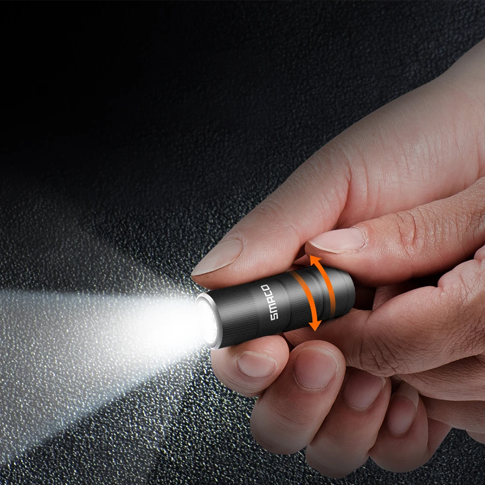 SMACO Small Flashlight 220Lumens Bright LED Mini Keychain Light Portable USB Rechargeable Pocket Lights IPX8 Waterproof
