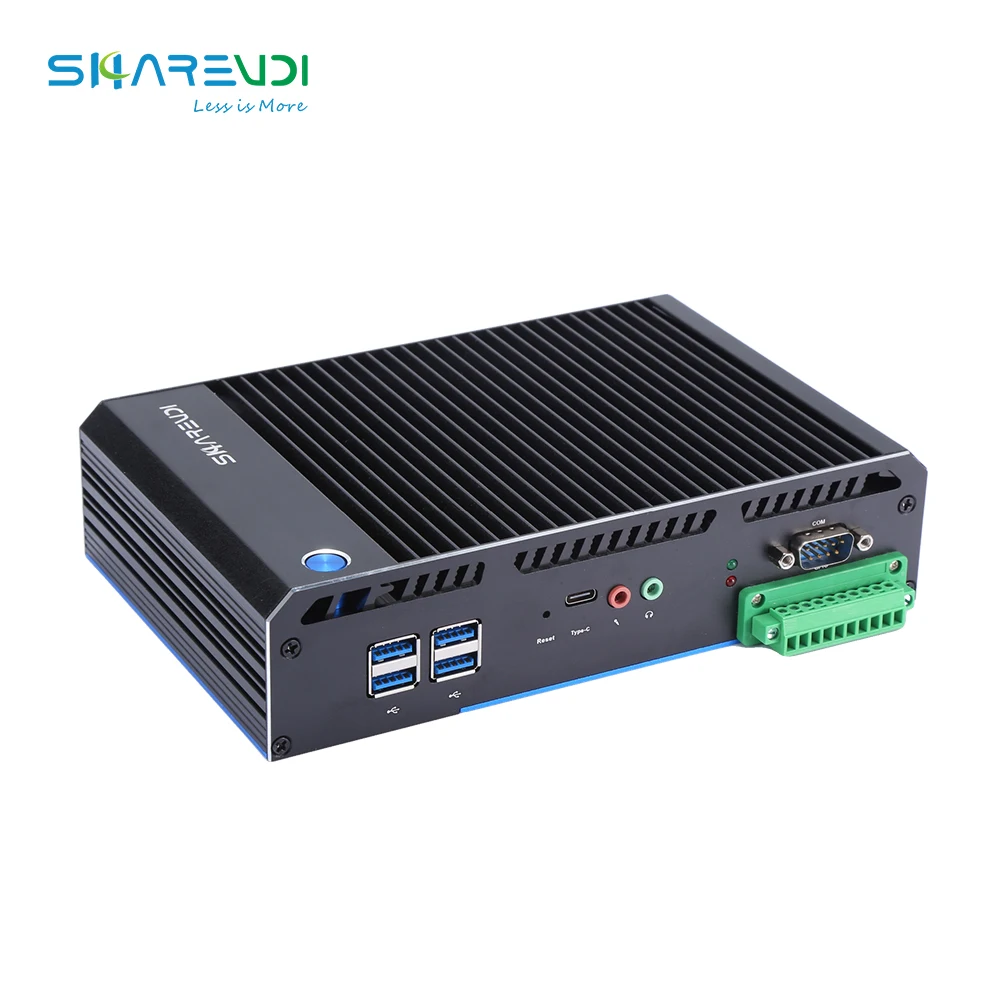 Manufacturer fanless PC In-tel core i3 i5 i7 16G RAM 4*RS232 GPIO Phoenix dual nic industrial mini pc