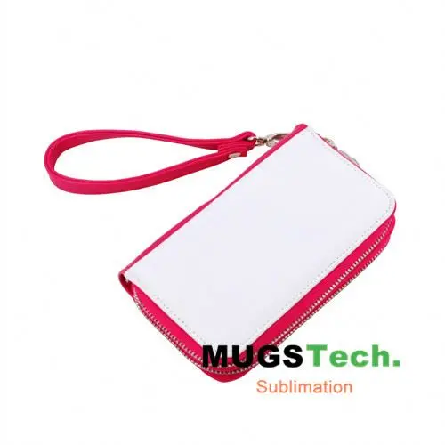Sublimation PU Hand Bag With Double Zips Rose-carmine