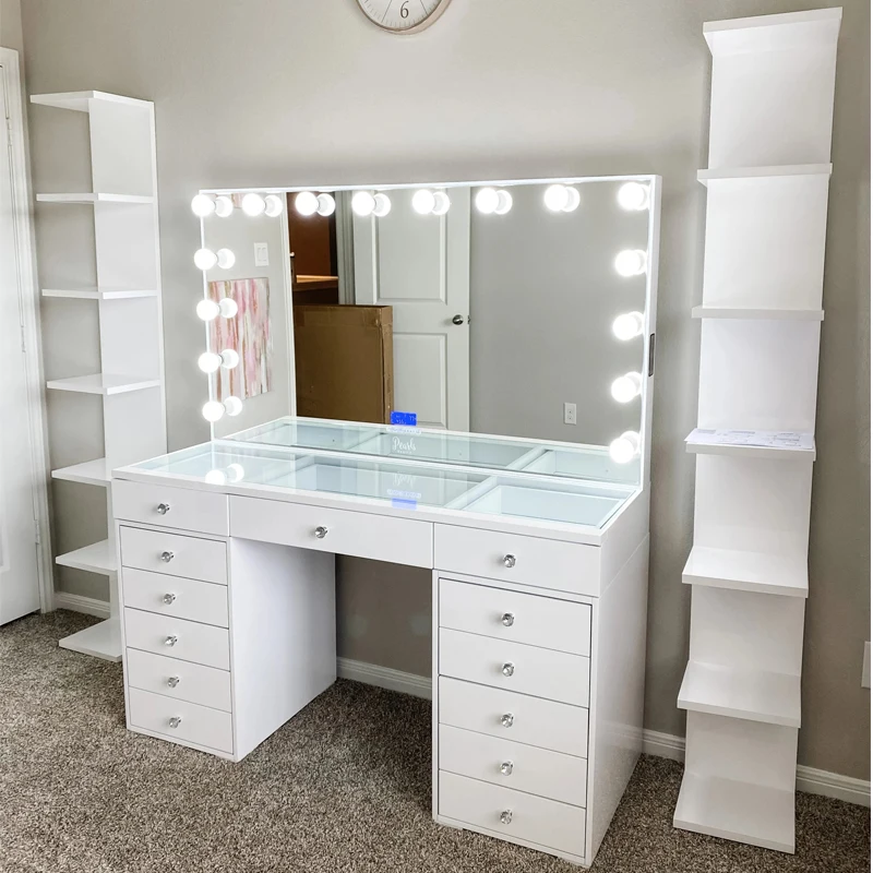 Оптовая продажа голливудское зеркало и настольный стеклянный столик