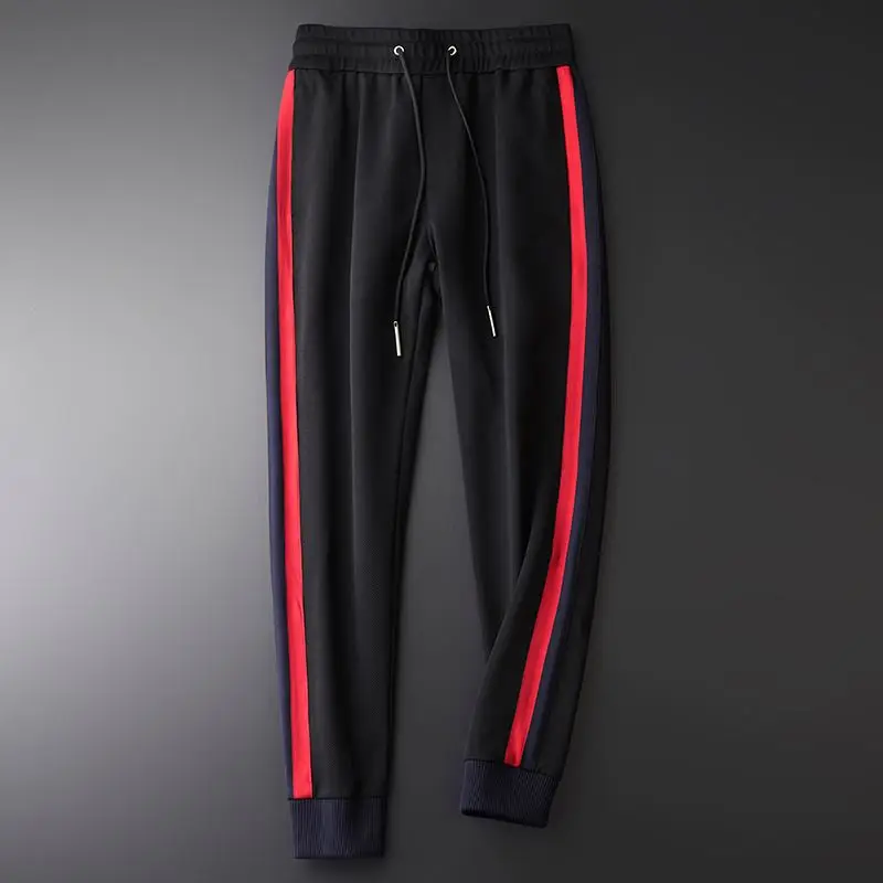 Мужской повседневный облегающий модный спортивный костюм с боковой полосой, 100% хлопок, мужской женский спортивный костюм