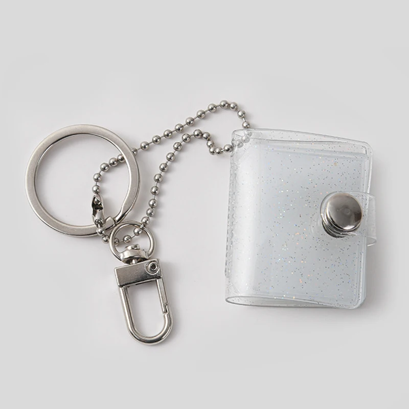 Custom luxury key chain customizable women fashion carabiner keychain small bag photo card leather holder wallet with keychain