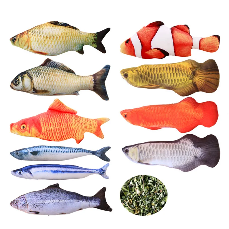 Plush  fish pet cat toy catnip cat stick cat pillow spot straight hair