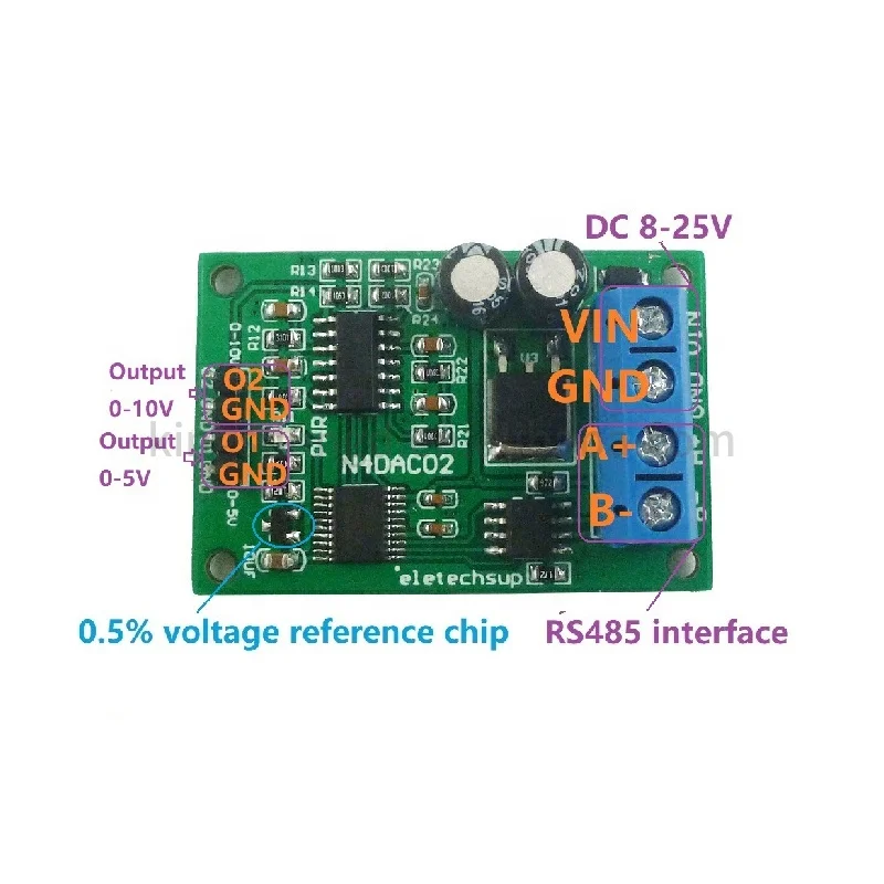 DC 12V 2CH DAC Module 0-5V 0-10V PWM to Voltage Analog Converter RS485 Modbus RTU Board