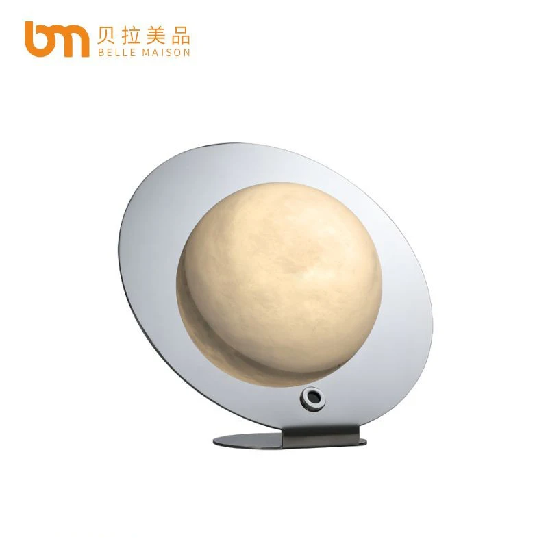 modern luxury home living room bedroom hotel guestroom decor marble round portable led table light sensor light moon light