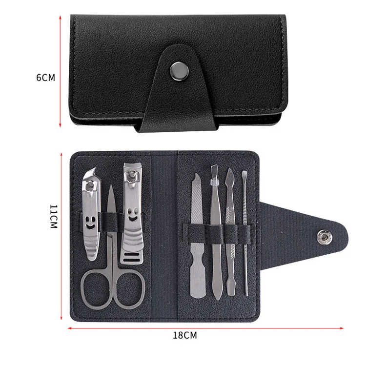 WELLFLYER MS-949 S4 Wholesale 7pcs Manicure Set Stainless Steel Nail Clippers Customizable LOGO Nail Cutters Manicure Tool Kits