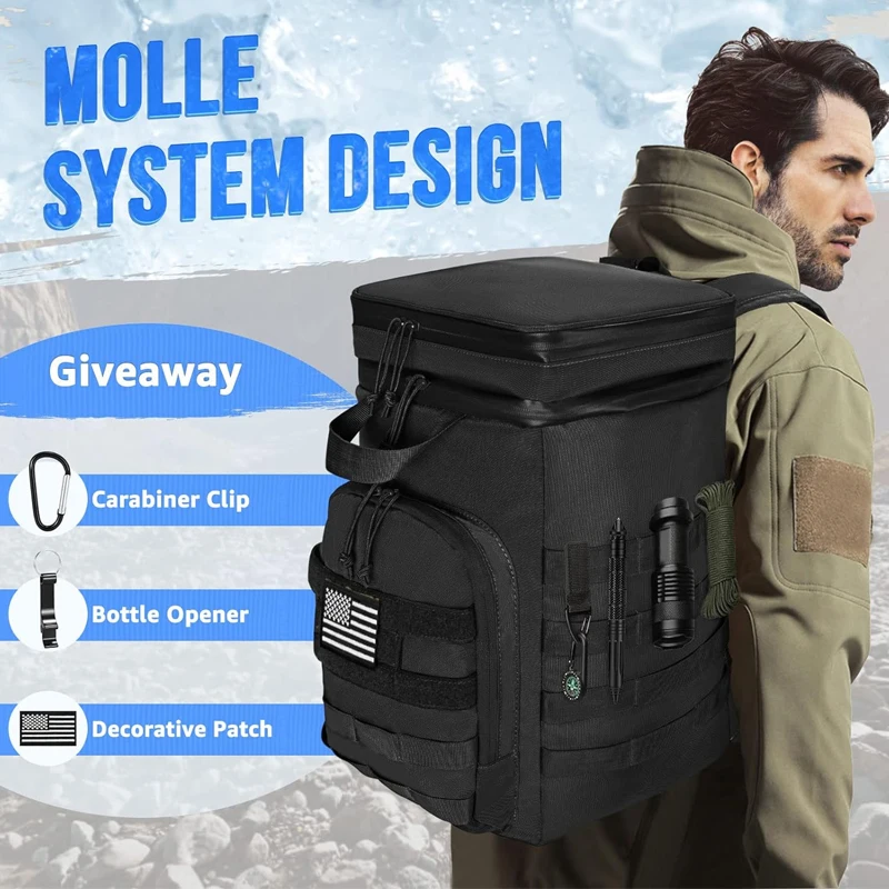 45 can tactical hiking camping lunch box soft leakproof insulated drink beer cooler backpack picnic bag with top handle