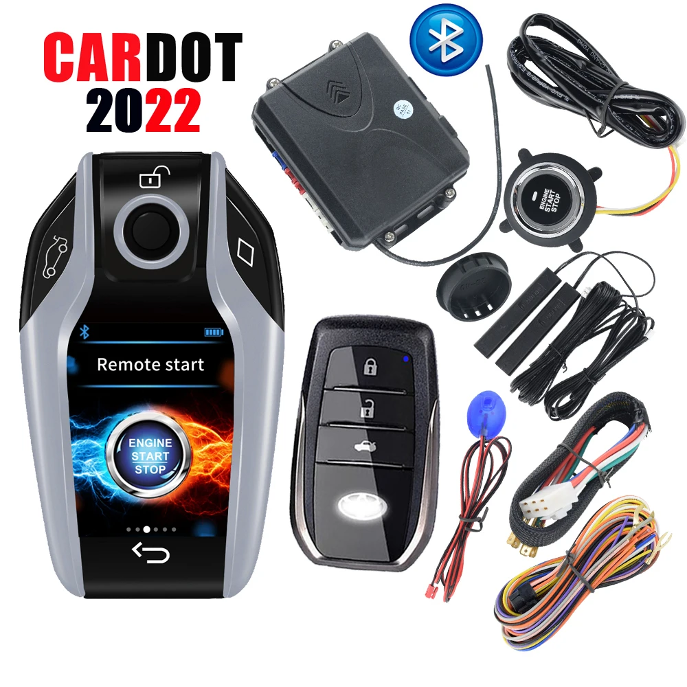 KOL Cardot Push Button Start LCD  Key Keyless Entry System PKE Remote Starter Car Accessories Auto Electronics Car Alarms
