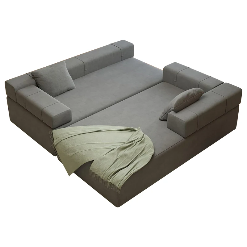 Luxury Modular Design Beige Corduroy Semi-Couch Set High-Density Plush Foam Furniture Modern Minimalist Style Living Room Sofa