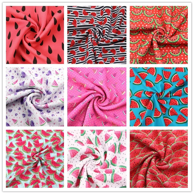 
1/2 Yard Watermelon Printed Bullet Textured Liverpool Knit Stretch Fabric For Baby Headband 13832 