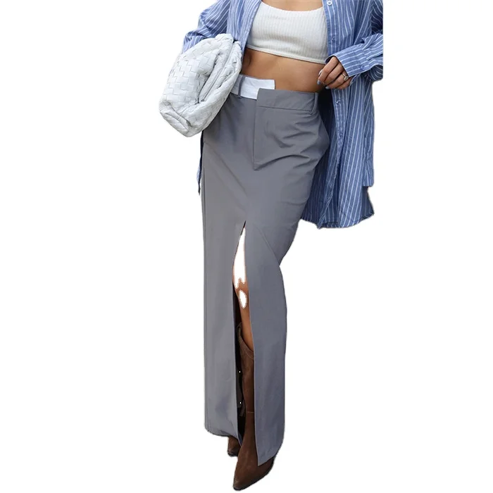 Wholesale Elegant Long Slim Skirt Hotsale High Waist Women Skirt Side Slit Office Pencil Skirt