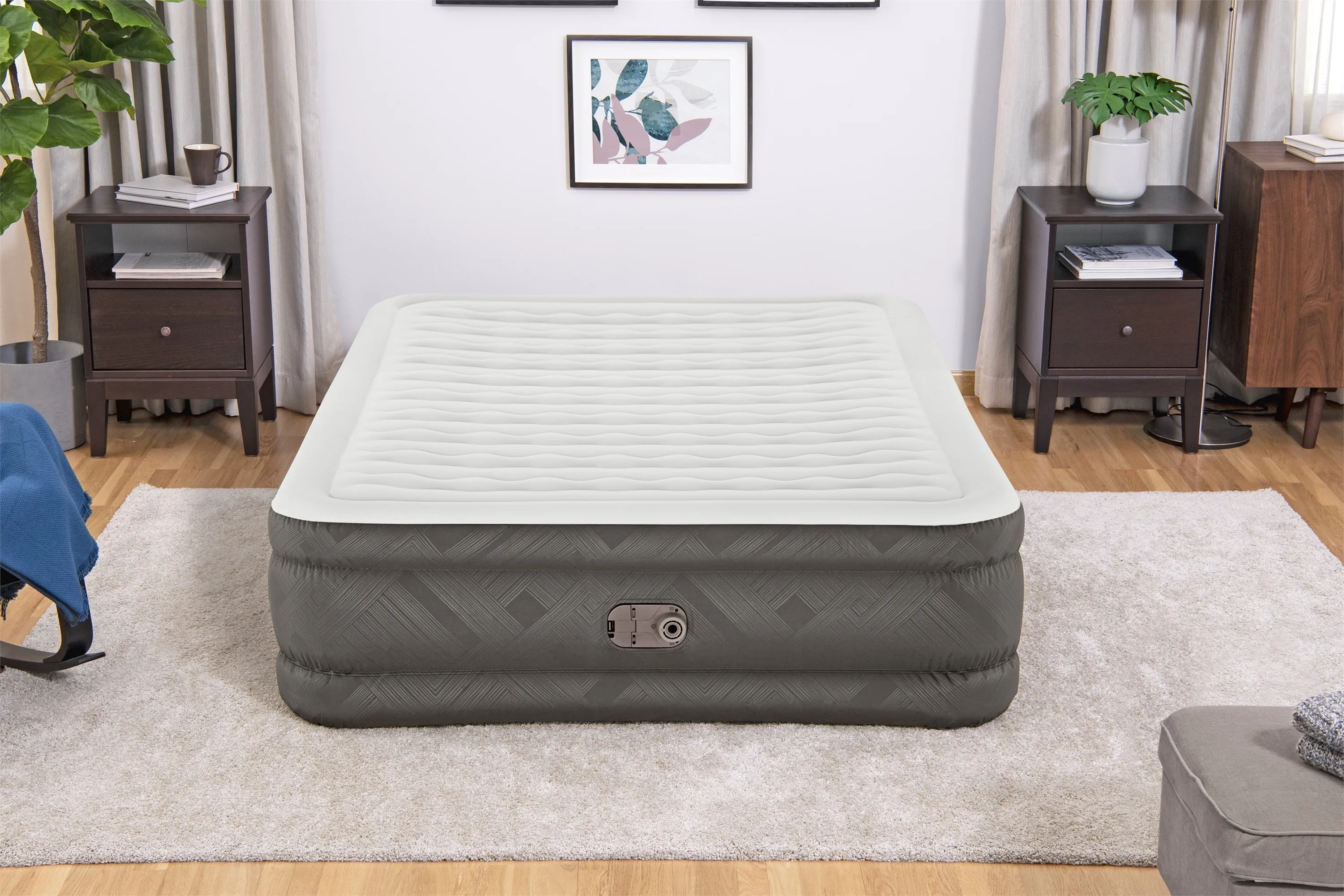 Bestway 69050 Modern Design Double Inflatable Bed Foldable for Gym & Hotel Use Indoor Size with Built-in Pump Air Mattress