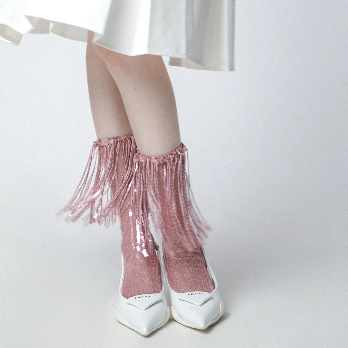 Spot fashion women cute tassel cotton crew socks custom glitter most popular girls socks luxury decorate socks