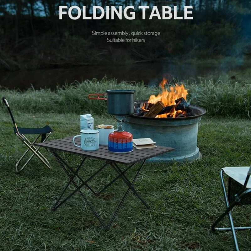 portable Mini Aluminum Side Table Lightweight Camp Tables aluminum  roll-up black camping folding outdoor table