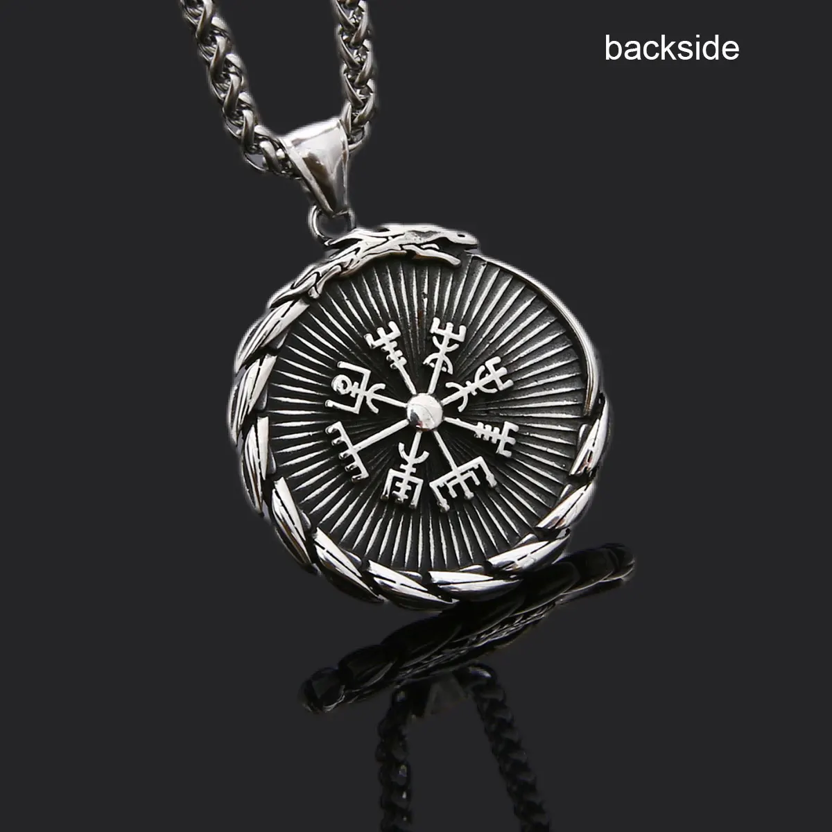 trade assurance viking vintage thor hammer necklace stainless steel nordic wolf head pendent religious men accessories