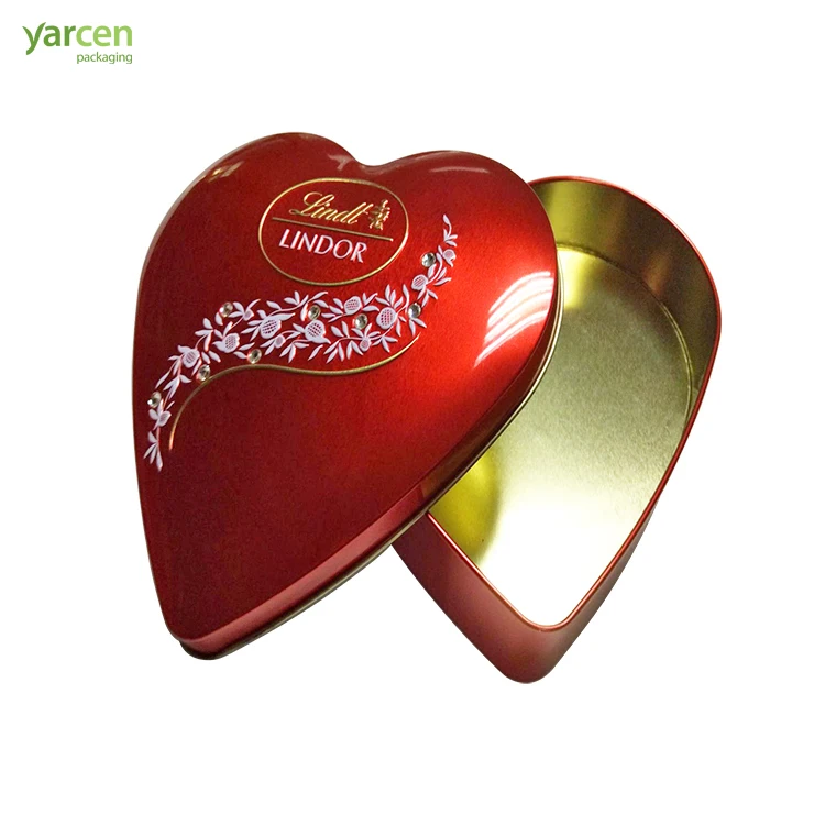 Red Heart Shaped Lovely Cartoon Chocolate Magnetic Gift Tin Box