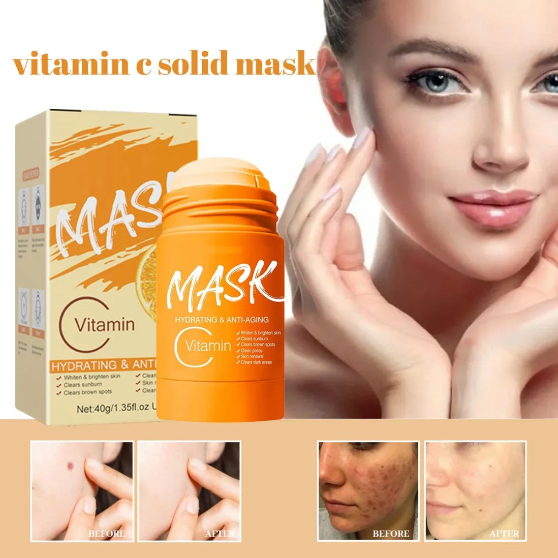 OEM Private Label Natural Organic Facial Skin Repair Acne Remove Green Tea Masking Charcoal Clay Face Mask Stick