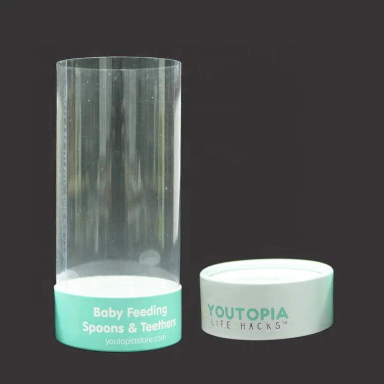 Handmade Clear round Plastic Container Custom Cylinder Box with 6 cm Diameter Stamping Embossing Features for Blister Packing