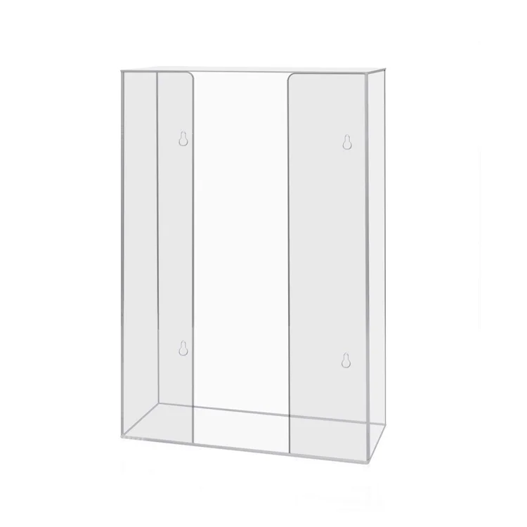3Mm Clear Side Load Vertical Acrylic Glove Container 10.25W*4D*16H Inches Triple Latex Nitrile Glove Box Holder